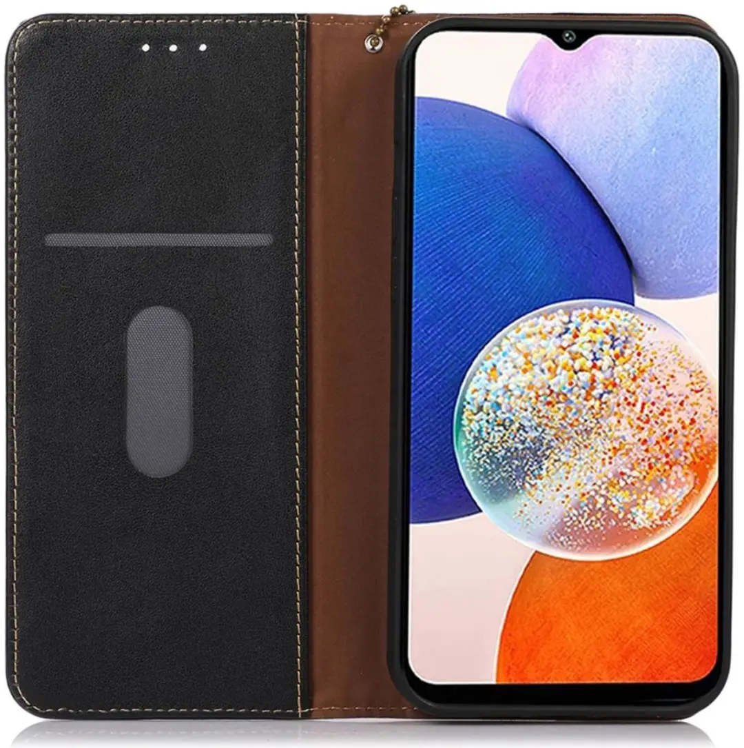 KHAZNEH Hoesje RFID Book Case Leer Zwart Geschikt voor Samsung Galaxy S24
