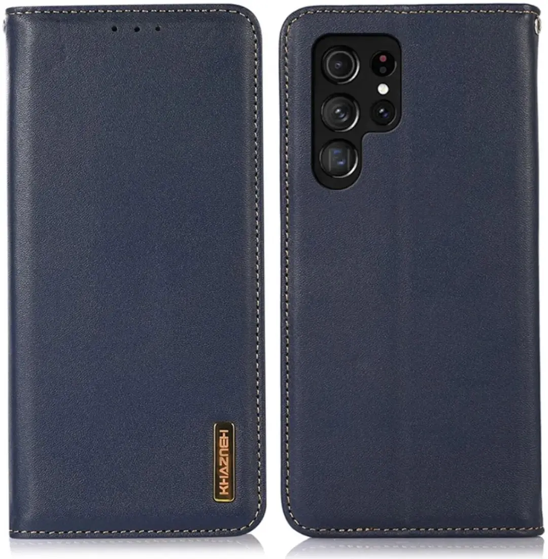 Khazneh Hoesje RFID Book Case Samsung Galaxy S24 Ultra - Blauw