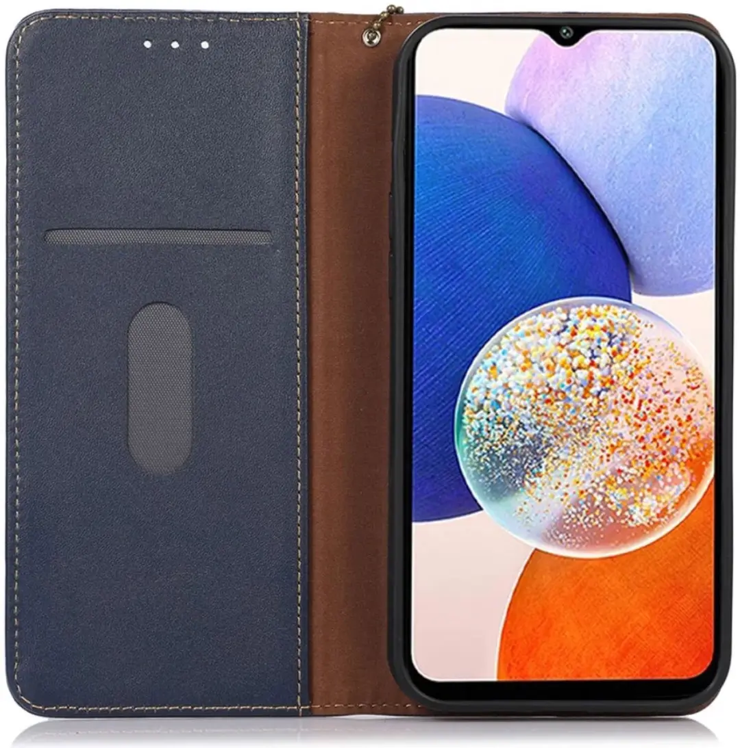 KHAZNEH Hoesje RFID Book Case Leer Blauw Geschikt voor Samsung Galaxy S24 Ultra