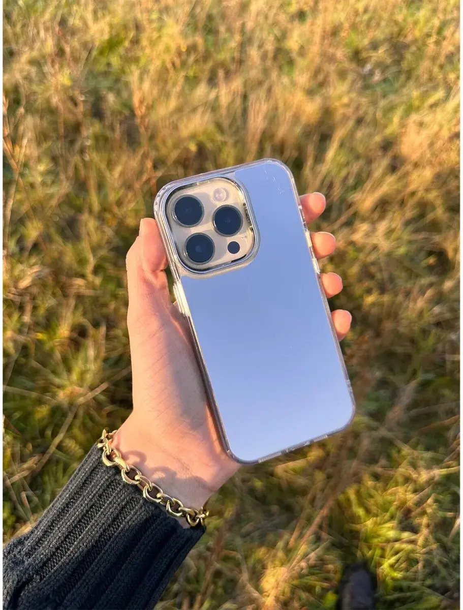 HappyCase Hoesje iPhone 15 Spiegelprint - Wit/Transparant