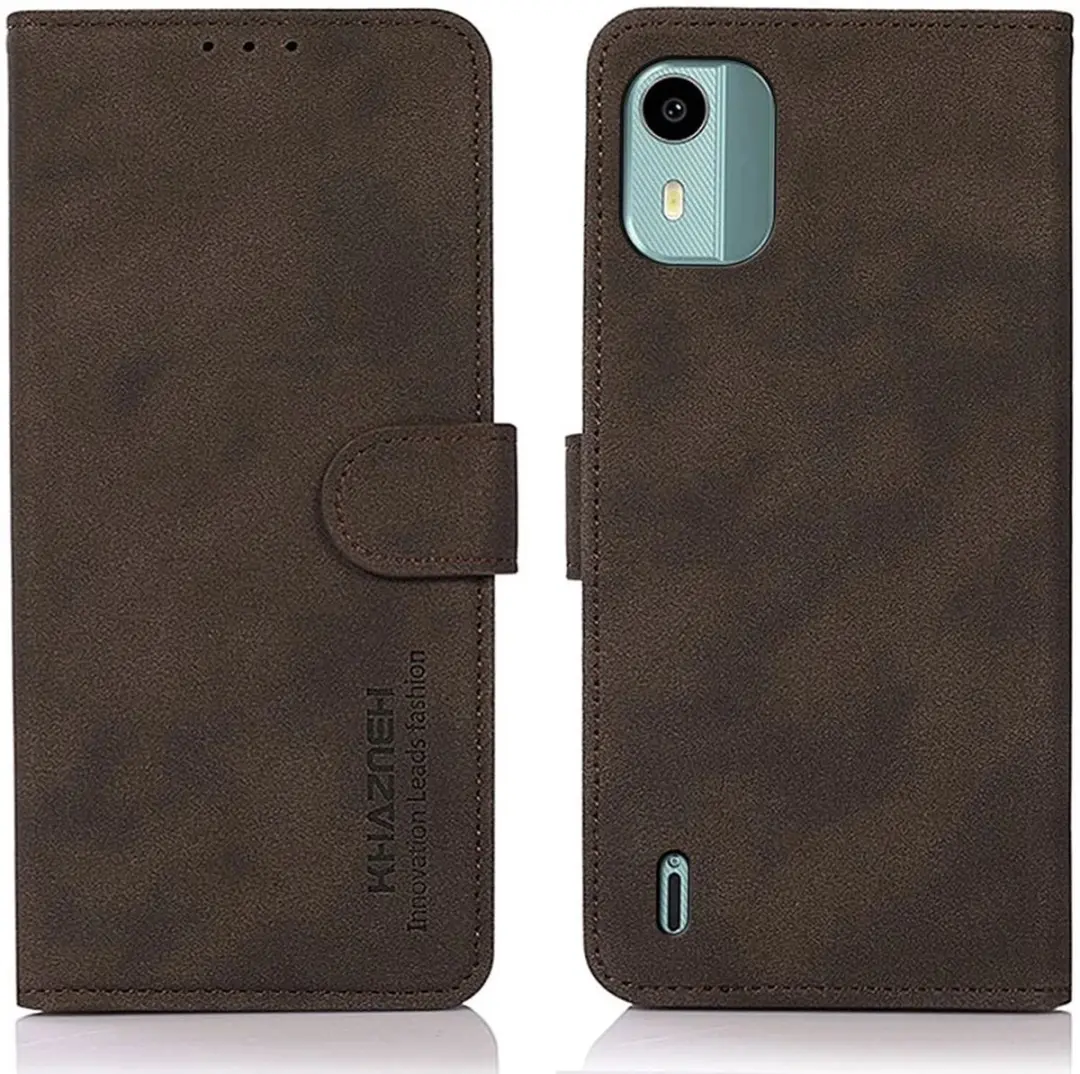 Khazneh Hoesje Nokia C12 Retro Wallet - Bruin
