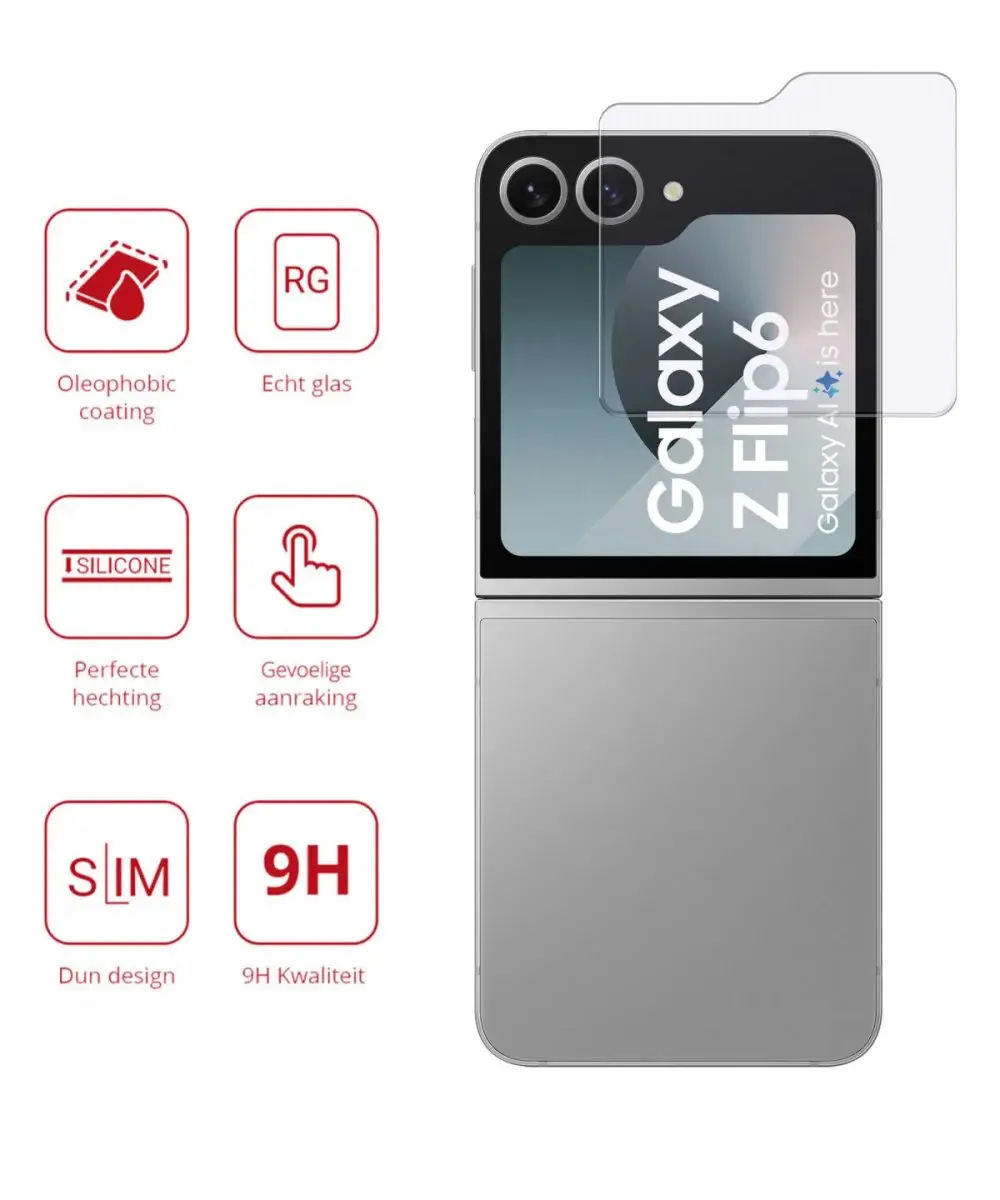 Rosso Screen Protector Samsung Galaxy Z Flip 7 FE/Z Flip 6 - 9H Tempered Glass - afbeelding 6 van 6