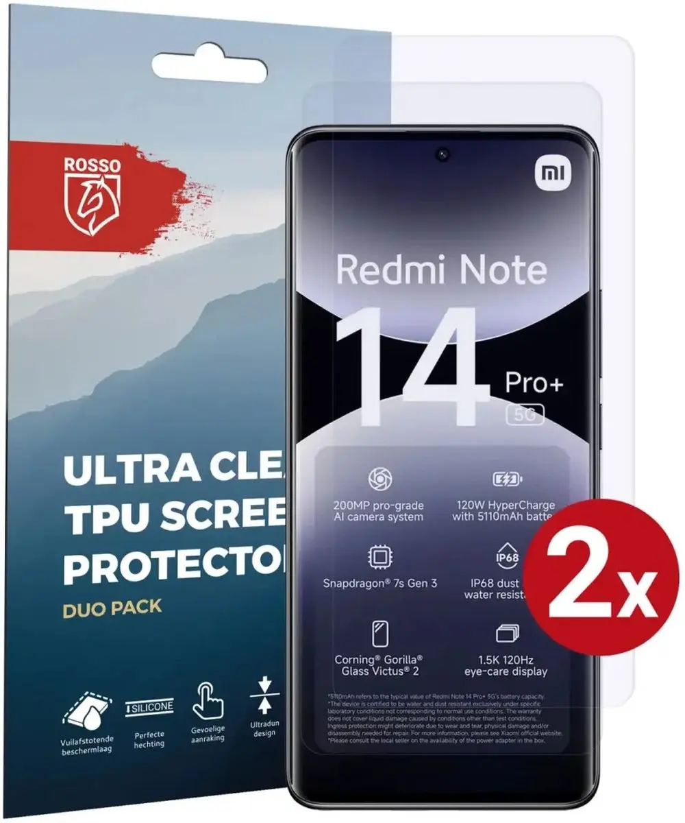 Rosso Screen Protector Geschikt voor Xiaomi Redmi Note 14 Pro Plus