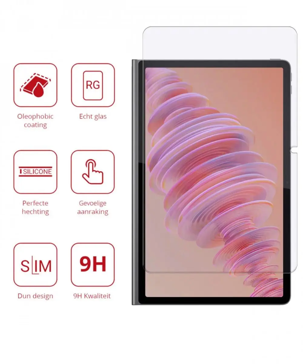 Rosso 203847 Glasplaatje Lenovo Tab Plus - 9H - Transparant/Red