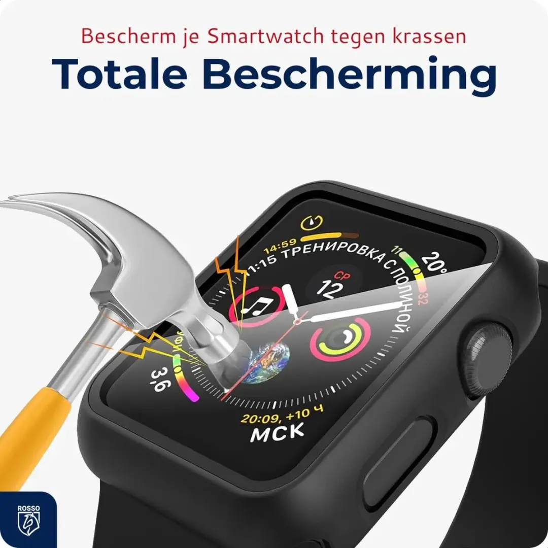 Rosso Tempered Glass Apple Watch 10/11 42mm - Full Protect - Zwart
