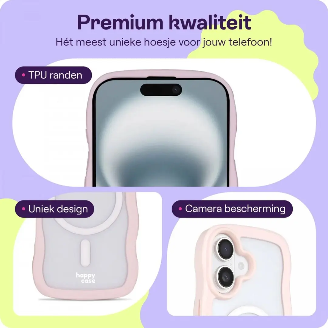 HappyCase Wavy Hoesje iPhone 16 - Roze