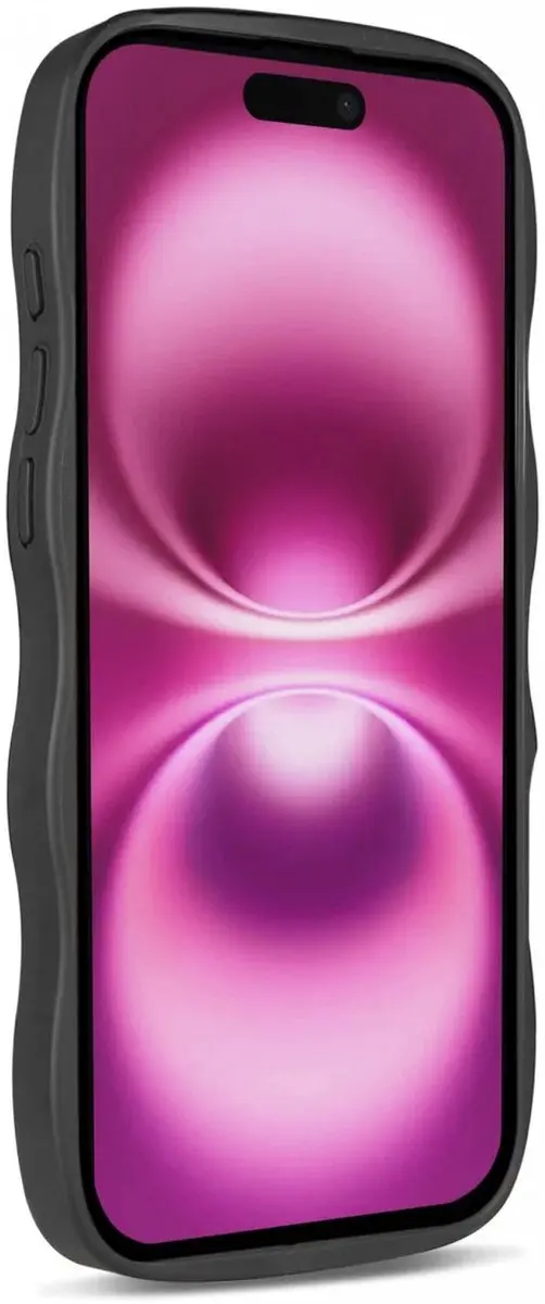 HappyCase Wavy Hoesje iPhone 16 Plus - Zwart - afbeelding 6 van 6