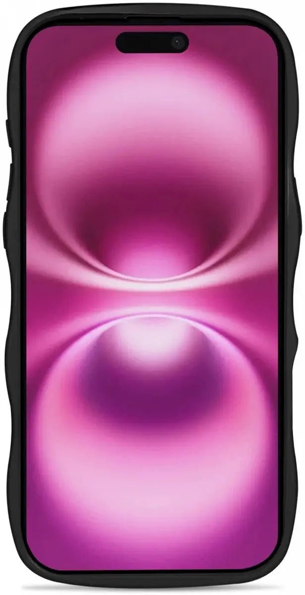 HappyCase Wavy Hoesje iPhone 16 Plus - Zwart