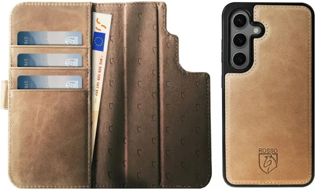 Rosso Elite 203265 Hoesje Samsung Galaxy S25 Plus - Lichtbruin - 3 Pasjes - afbeelding 6 van 6