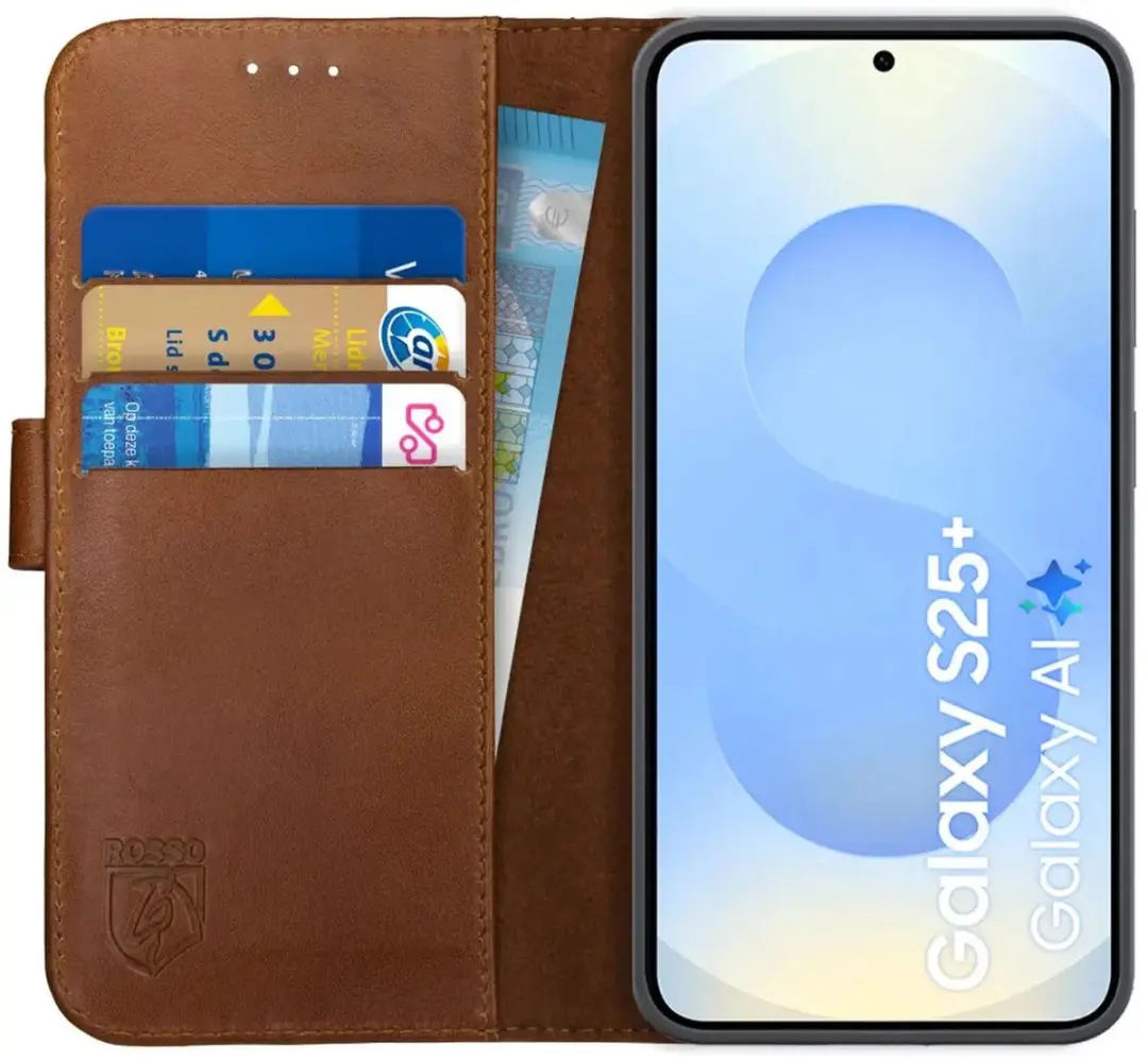 Rosso Deluxe Echt Leer Hoesje Geschikt voor Samsung Galaxy S25 Plus