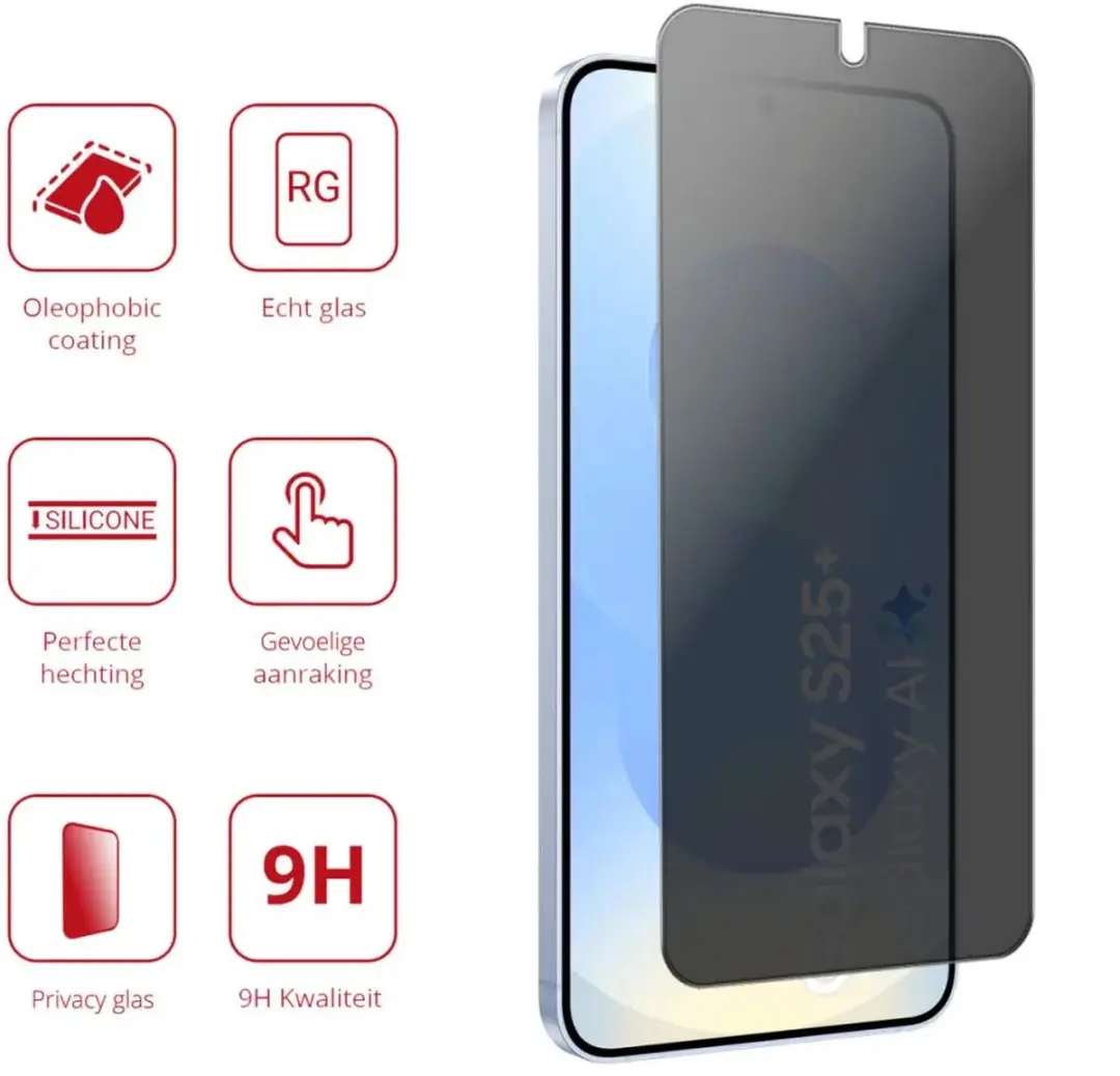 Rosso Privacy Screen Protector Samsung Galaxy S25 Plus - 9H Glas