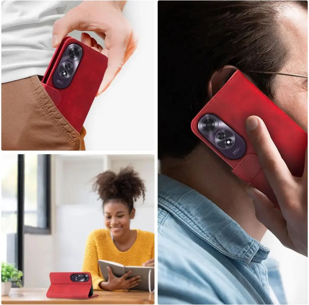 Rosso Element Wallet Book Case Oppo A60 208737 - Rood