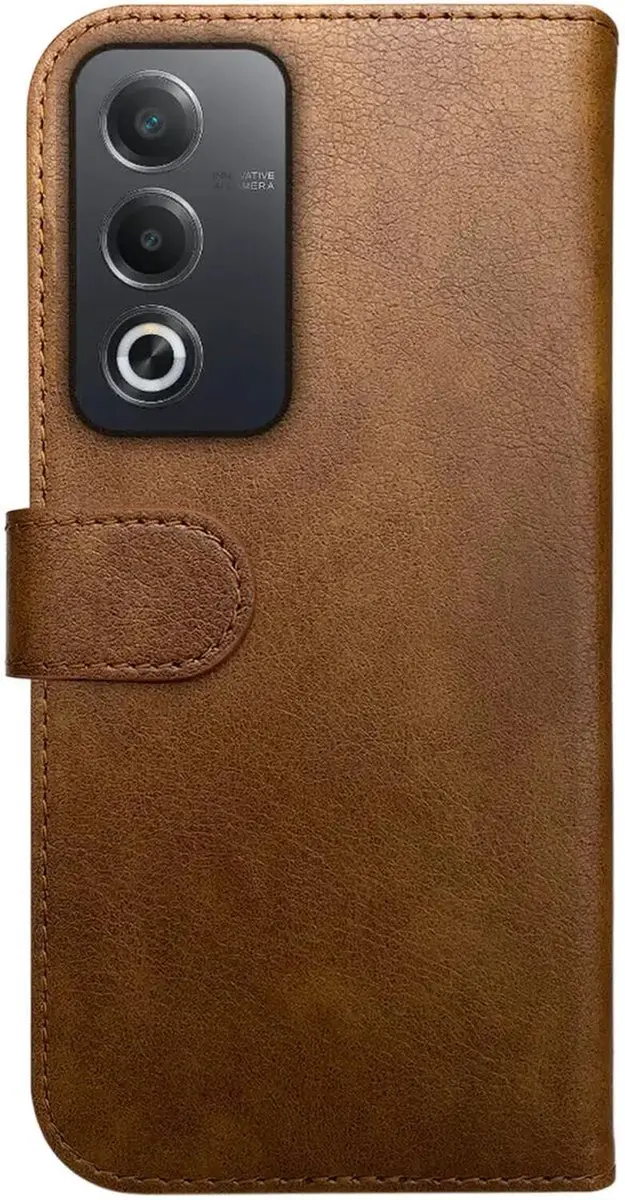 Rosso Element Wallet Book Case Oppo A80 - 3 Pasjes - Bruin