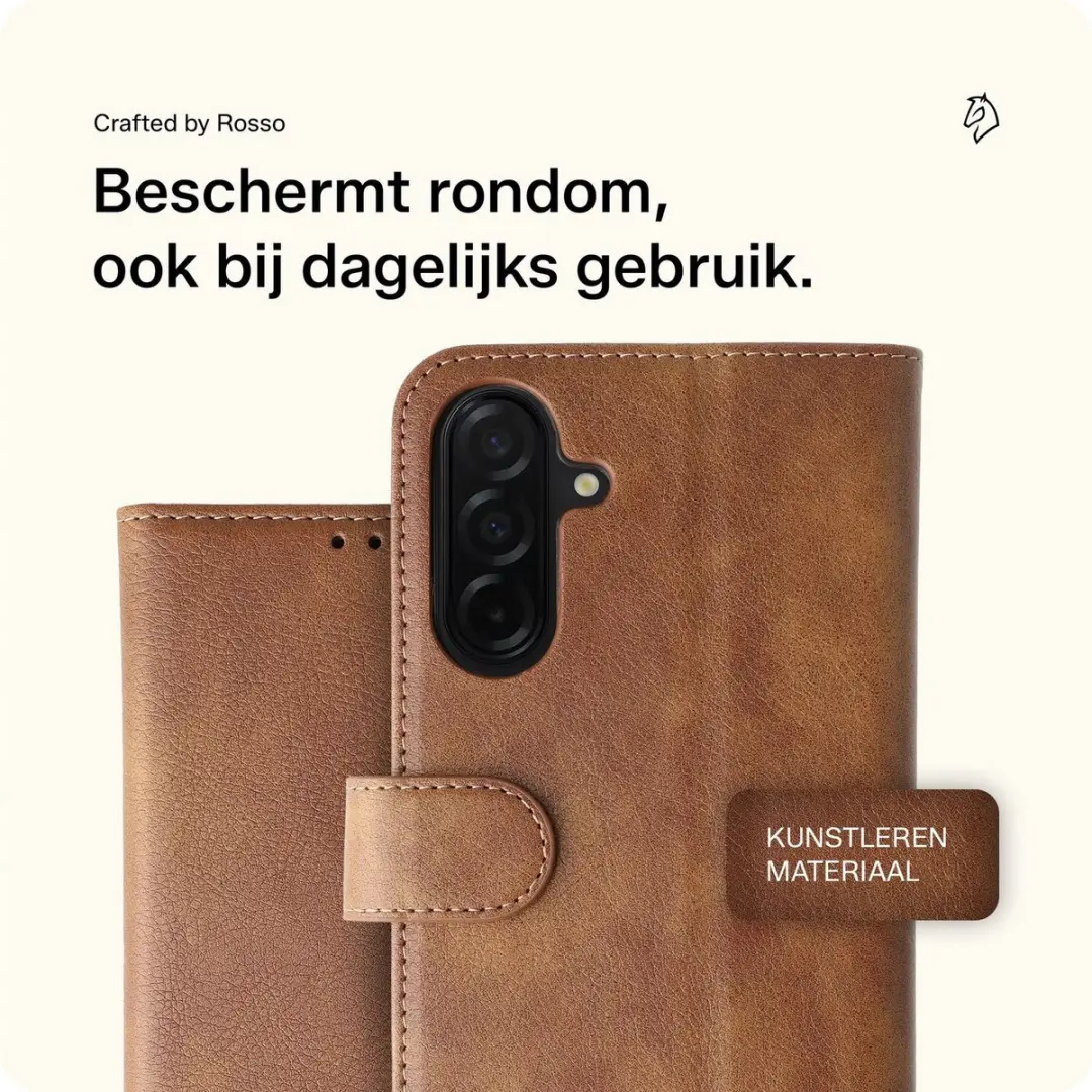 Rosso Element Wallet Book Case Samsung Galaxy A26 - 3 Pasjes - Bruin - afbeelding 6 van 6
