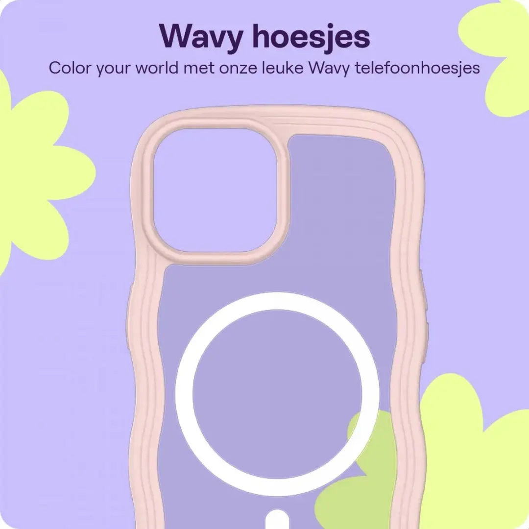 HappyCase Wavy Hoesje iPhone 13/14/15/16e - Roze - MagSafe