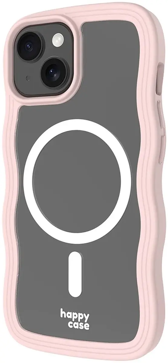 HappyCase Wavy Hoesje iPhone 13/14/15/16e - Roze - MagSafe
