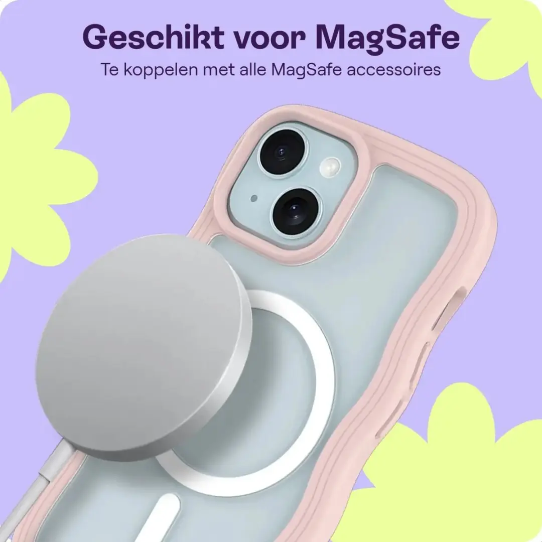 HappyCase Wavy Hoesje iPhone 13/14/15/16e - Roze - MagSafe