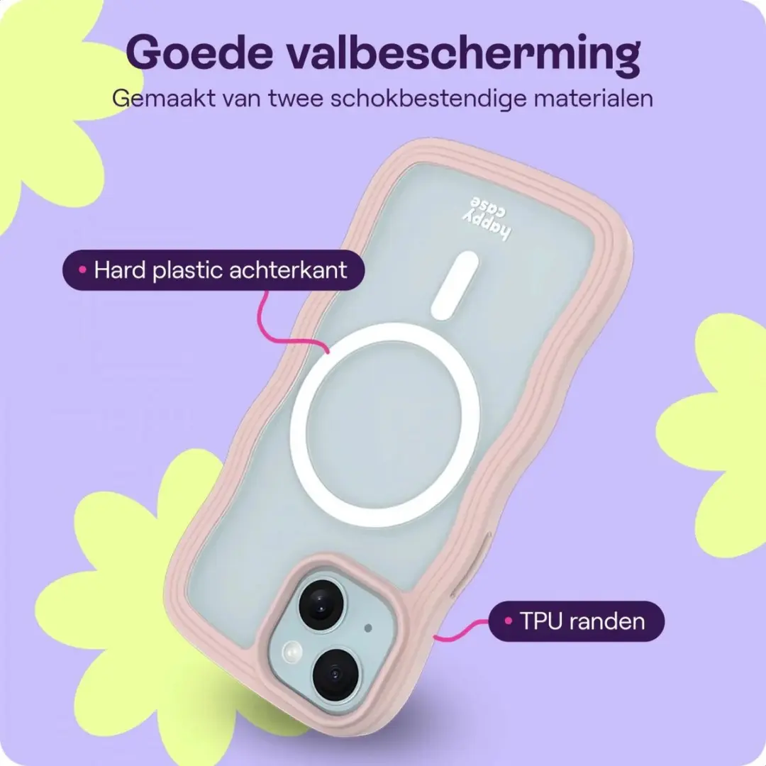 HappyCase Wavy Hoesje iPhone 13/14/15/16e - Roze - MagSafe - afbeelding 6 van 6