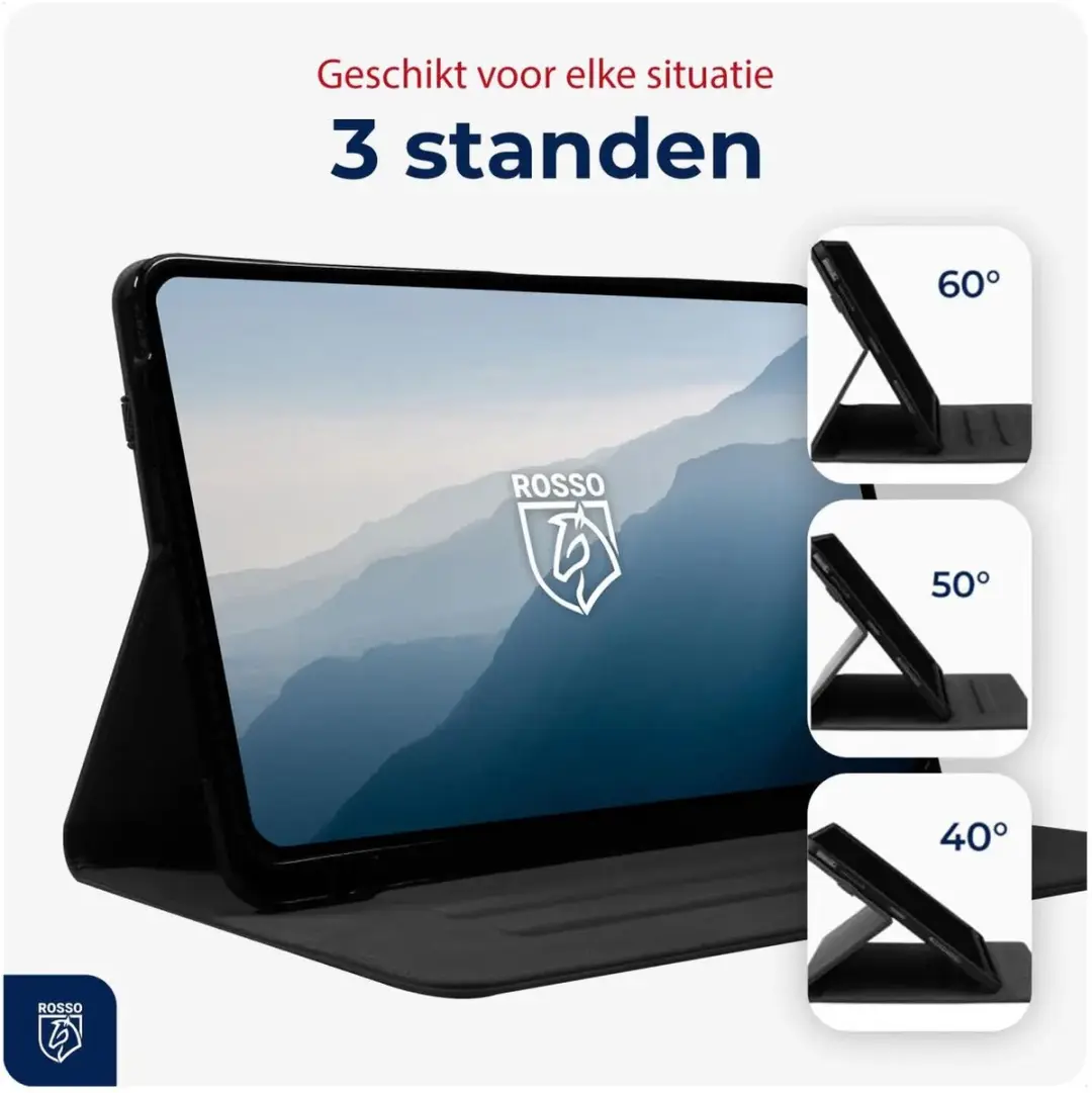 Rosso Deluxe 212889 Hoes Samsung Galaxy Tab S10 FE Plus - Zwart Leer - afbeelding 6 van 6
