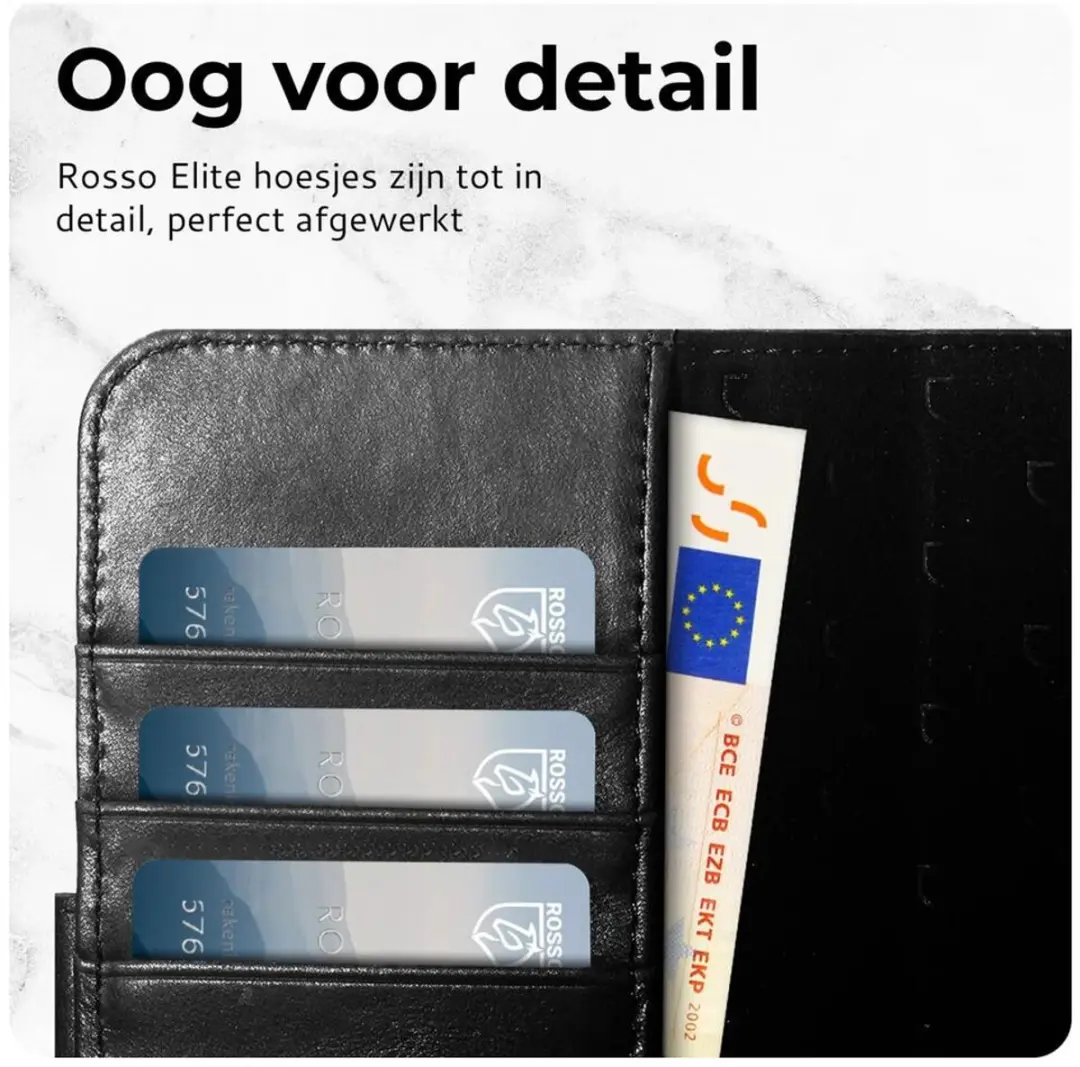 Rosso Elite 212901 Hoesje Samsung Galaxy S25 Edge - MagSafe/Qi2 - Zwart Leer - 3 Pasjes
