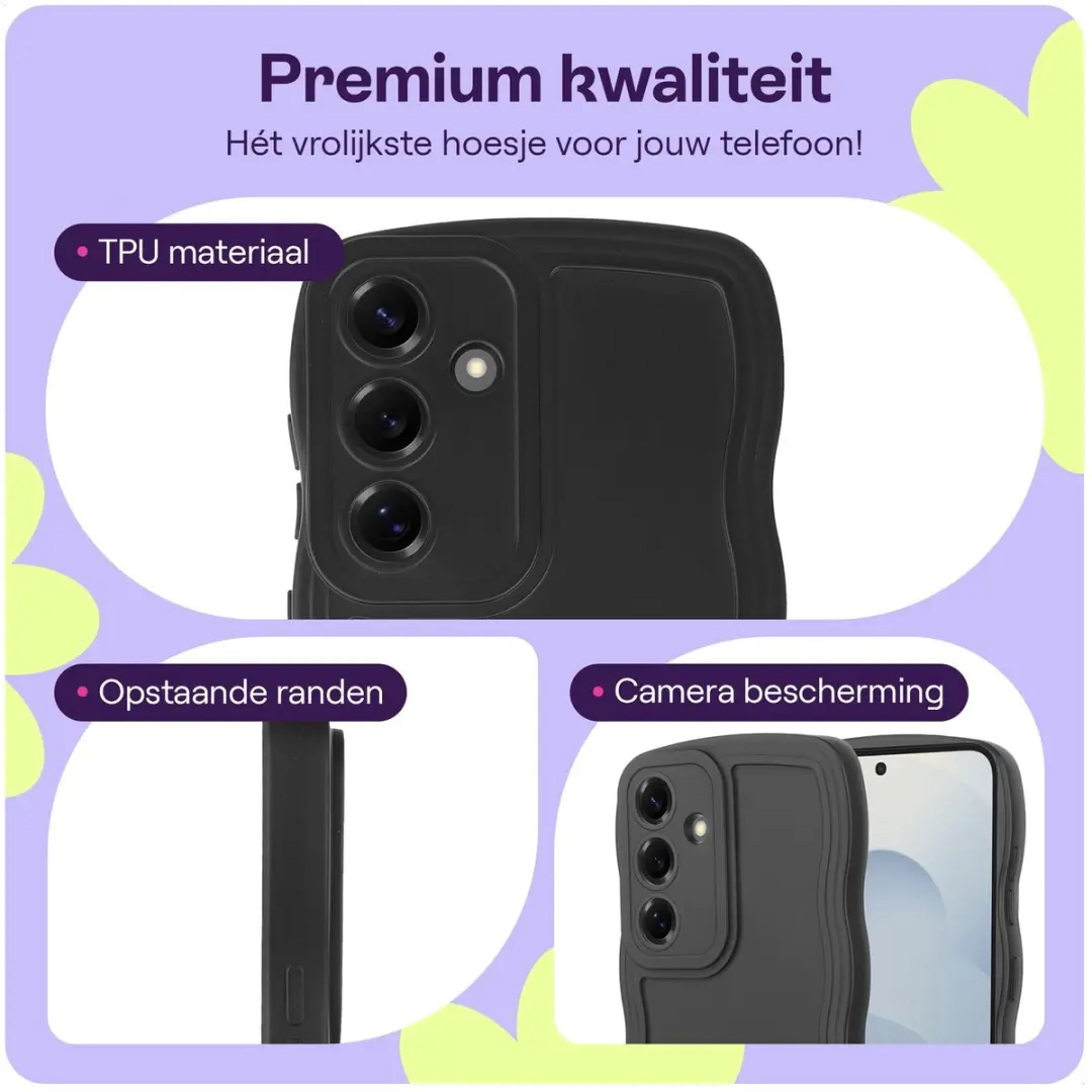 HappyCase Wavy Hoesje Samsung Galaxy S25 - Zwart