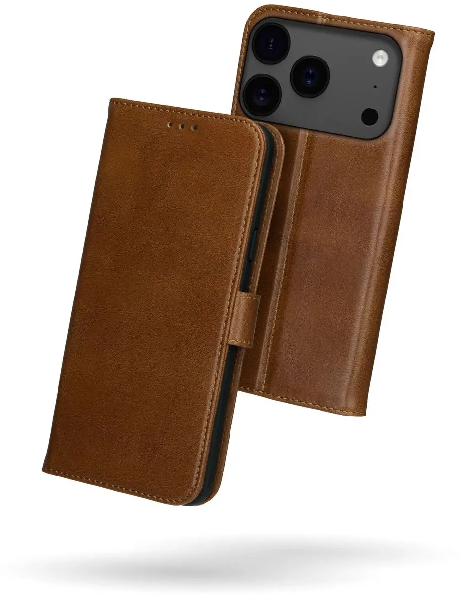 Rosso Deluxe Echt Leer Hoesje 218685 - iPhone 17 Pro Max - 3 Pasjes - Bruin