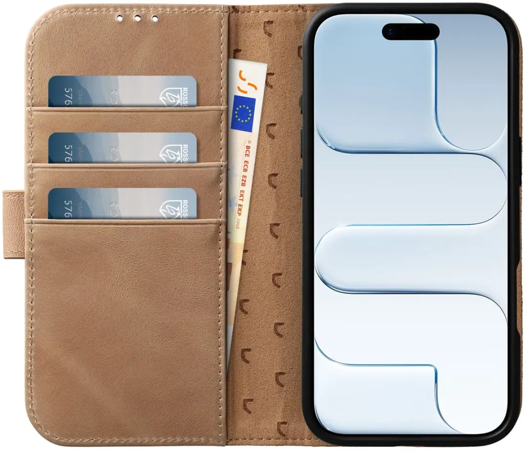 Rosso Elite 218811 Hoesje iPhone Air - Lichtbruin - 3 Pasjes - afbeelding 6 van 6