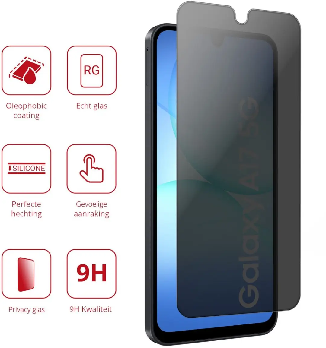 Rosso Privacy Screen Protector Samsung Galaxy A17 - 9H Glas