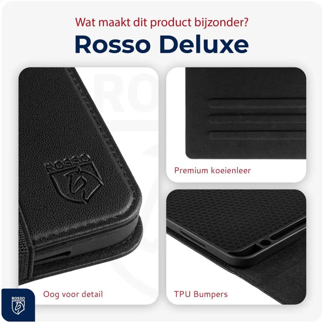 Rosso Deluxe 228330 Hoes Samsung Galaxy Tab A11 Plus - Echt Leer Zwart