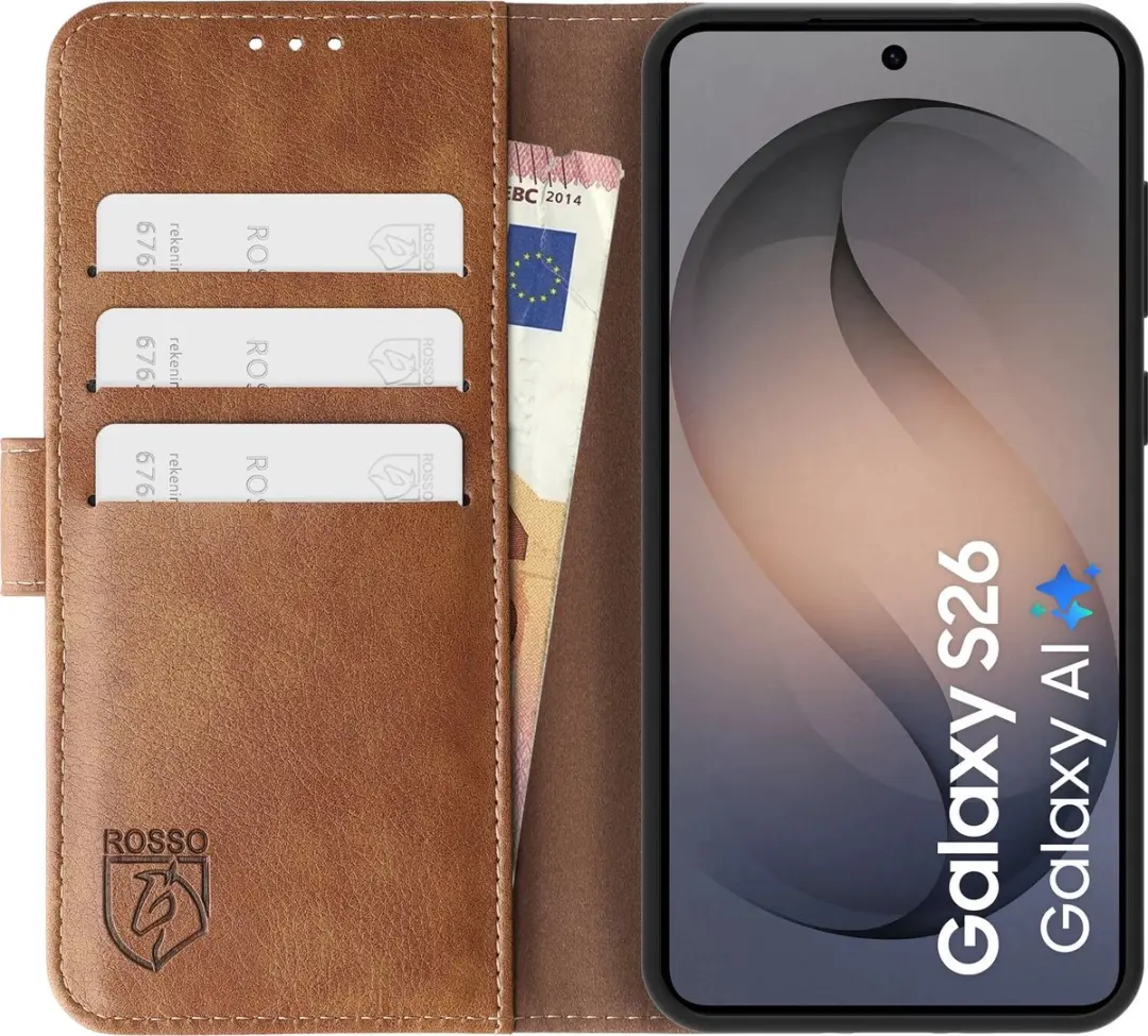 Rosso Element Wallet Book Case 242679 - Samsung Galaxy S26 - 3 Pasjes - Bruin