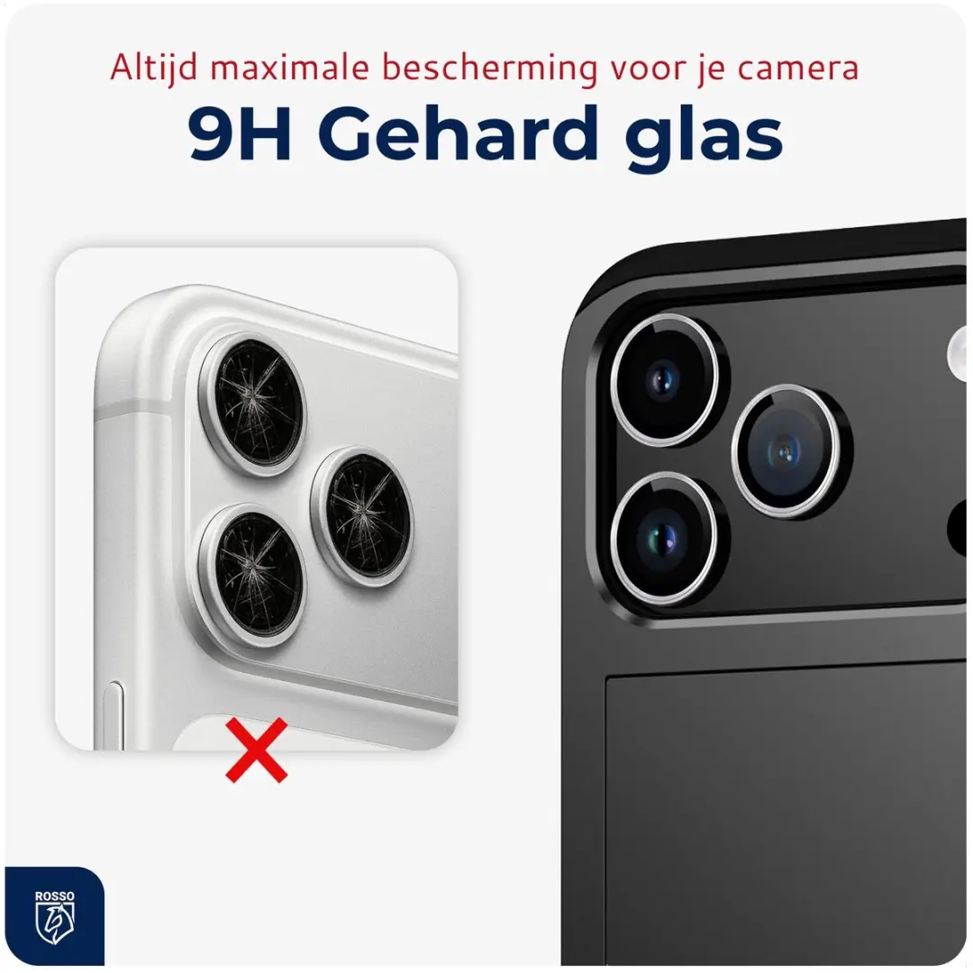 Rosso Camera Frame Protector iPhone 17 Pro/Pro Max - 9H Glas - Zilver