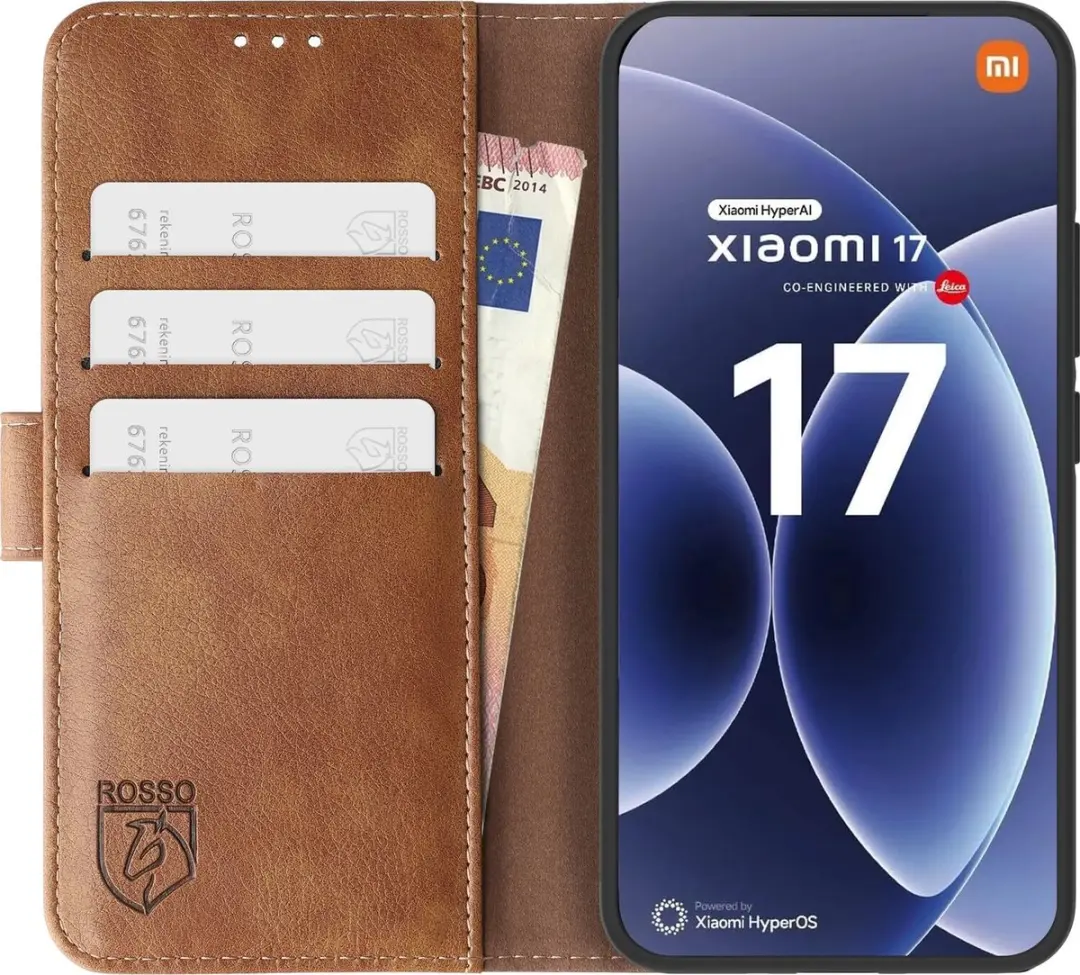 Rosso Element Wallet Book Case Xiaomi 17 - 3 Pasjes - Bruin