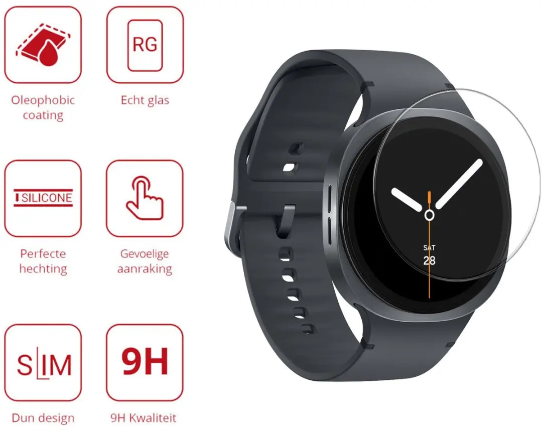 Rosso 9H Tempered Glass voor Samsung Galaxy Watch 8 Classic - Transparant