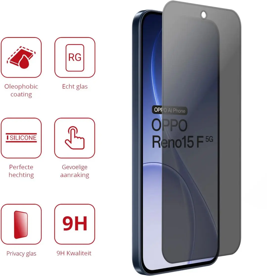 Rosso Privacy Screen Protector Oppo Reno 15F - 9H Gehard Glas