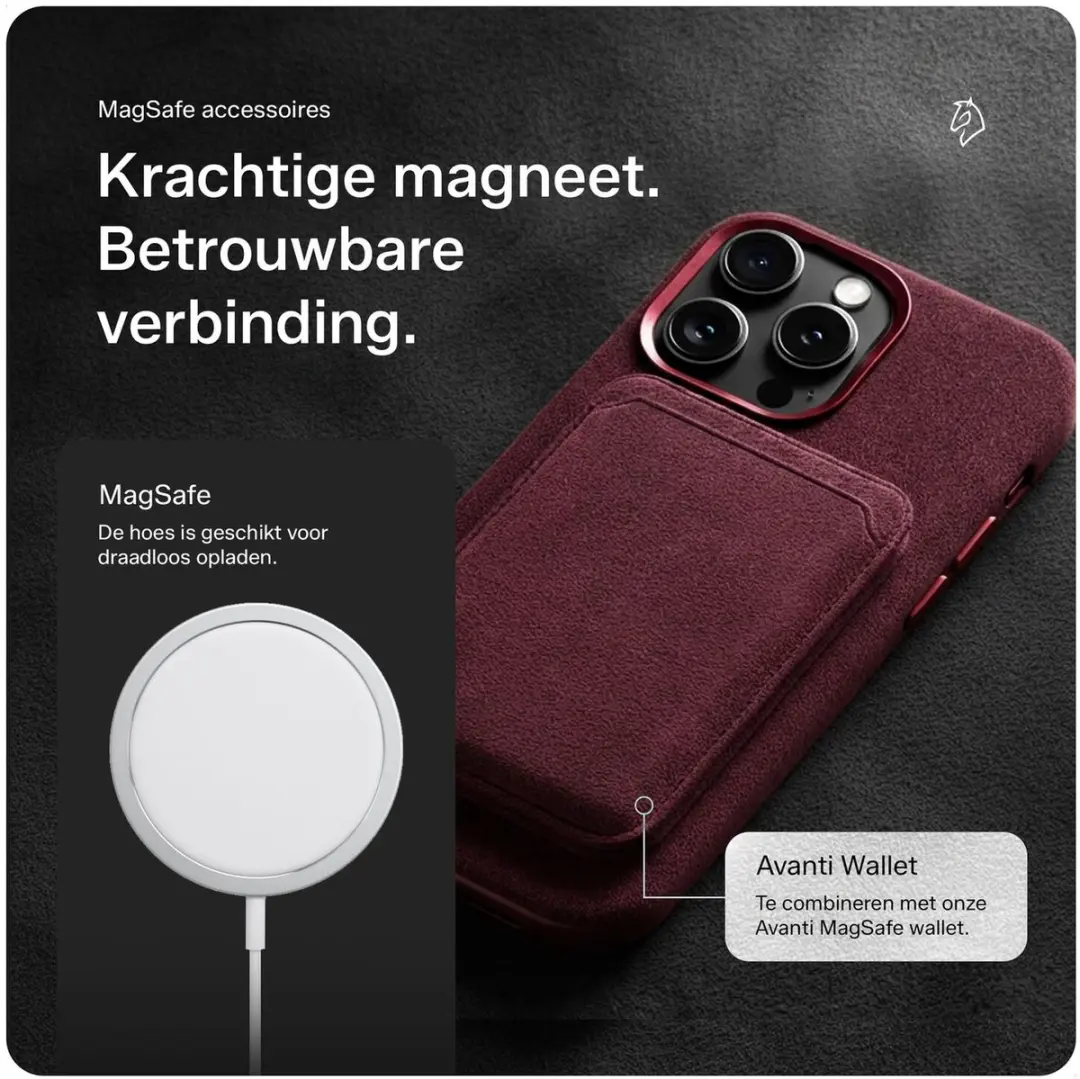 Rosso Avanti iPhone 17 Hoesje - MagSafe - 3 Pasjes - Burgundy