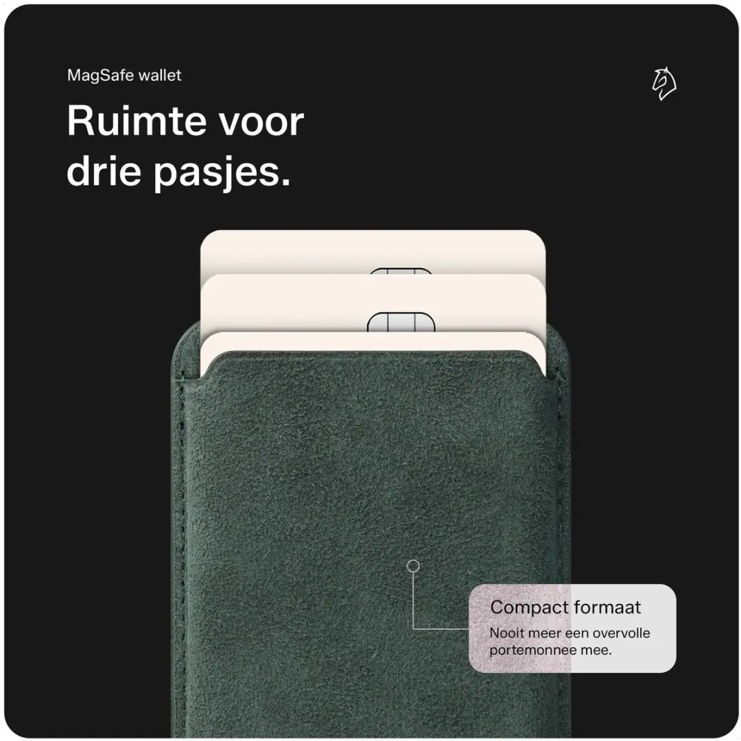 Rosso Avanti iPhone 16 Hoesje Groen - MagSafe Wallet 3 Pasjes