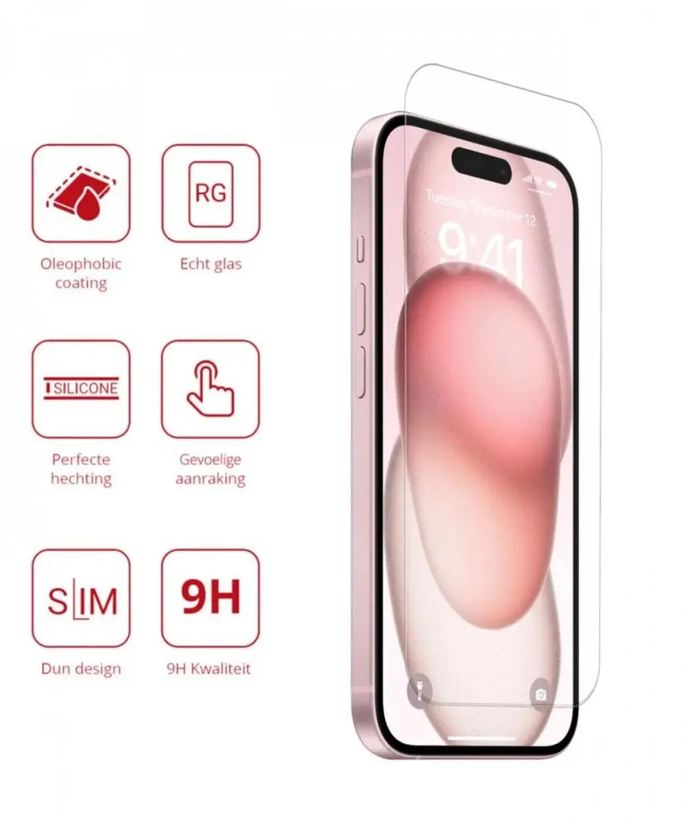 Rosso iPhone 15 Schermbeschermer 9H - 2 Stuks