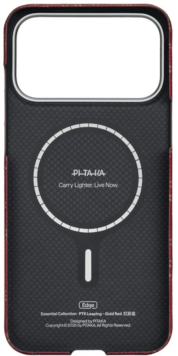Pitaka Ultra Slim Hoesje iPhone 17 Pro Max KI1702PTKP - MagSafe - Aramidevezel - Rood - afbeelding 4 van 6