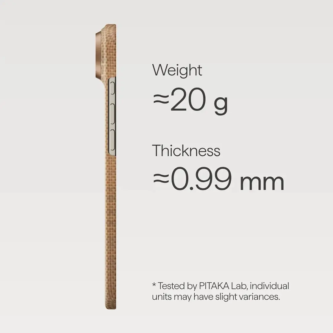 Pitaka Ultra Slim Hoesje iPhone Air KI1703AG - MagSafe - Aramidevezel - Beige