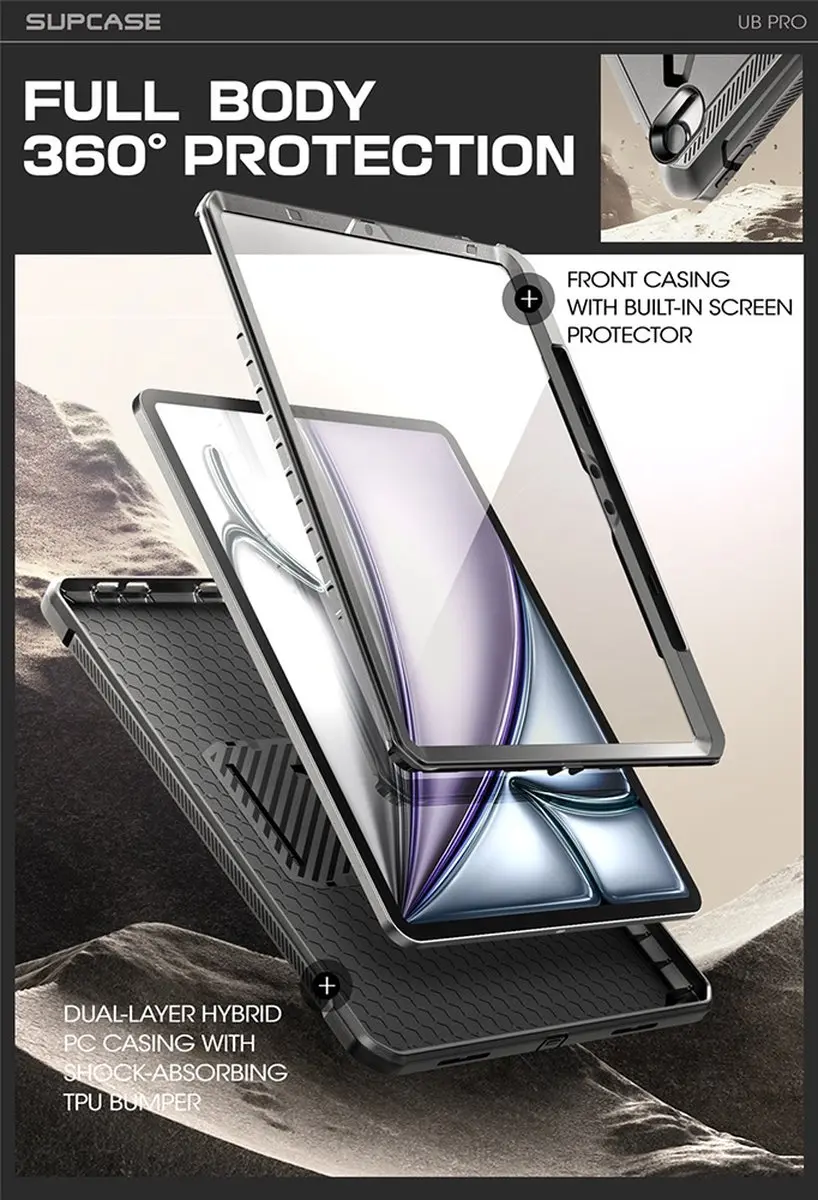 Supcase 11879 Hoes met Screen Protector - iPad Air 11" Zwart - afbeelding 6 van 6