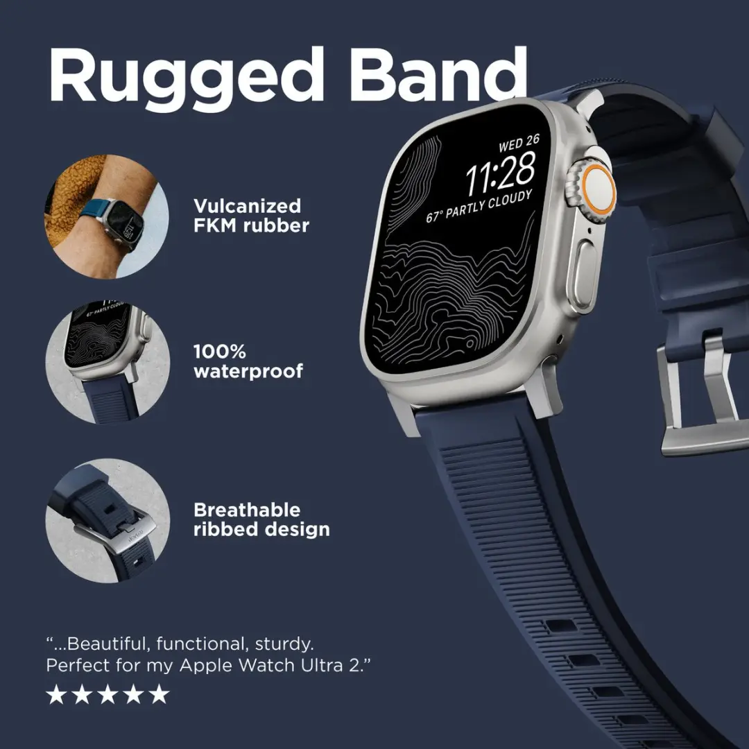 NOMAD Rugged Band Apple Watch 45/49 - Blauw