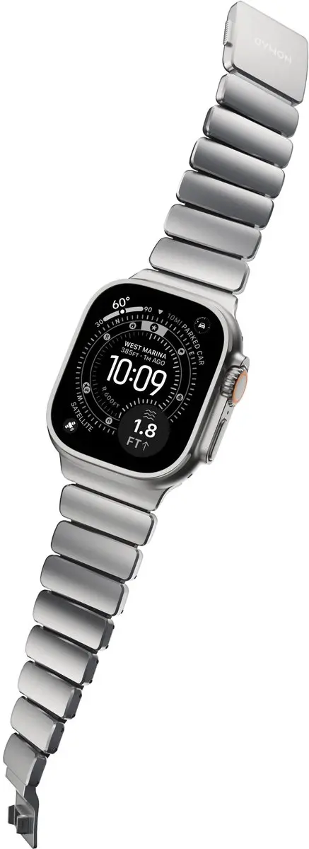 NOMAD Stratos Horlogeband Natural Hardware 45-49mm - Zwart