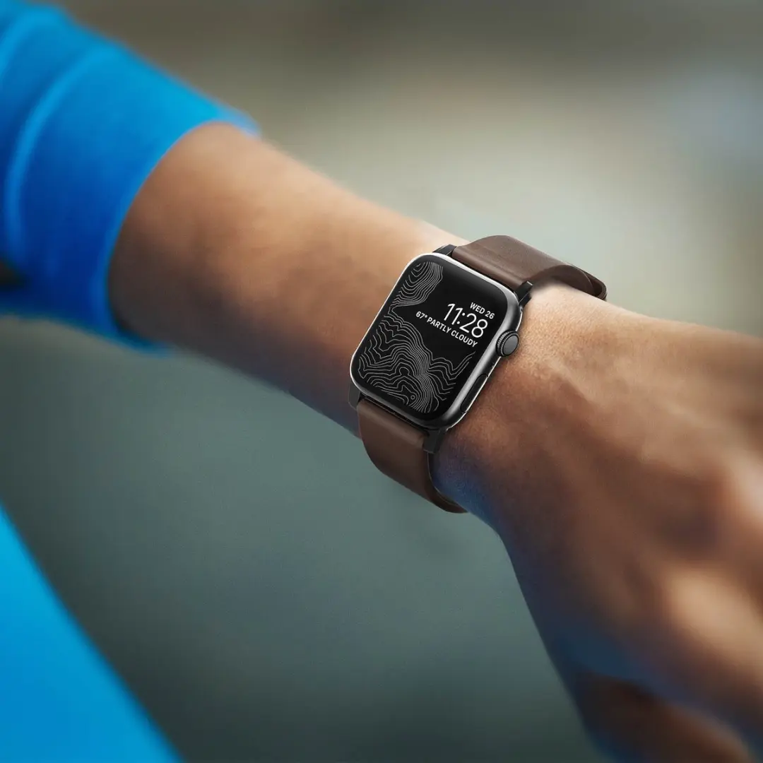 NOMAD Leren Bandje Apple Watch 42/45mm - M/L - Bruin