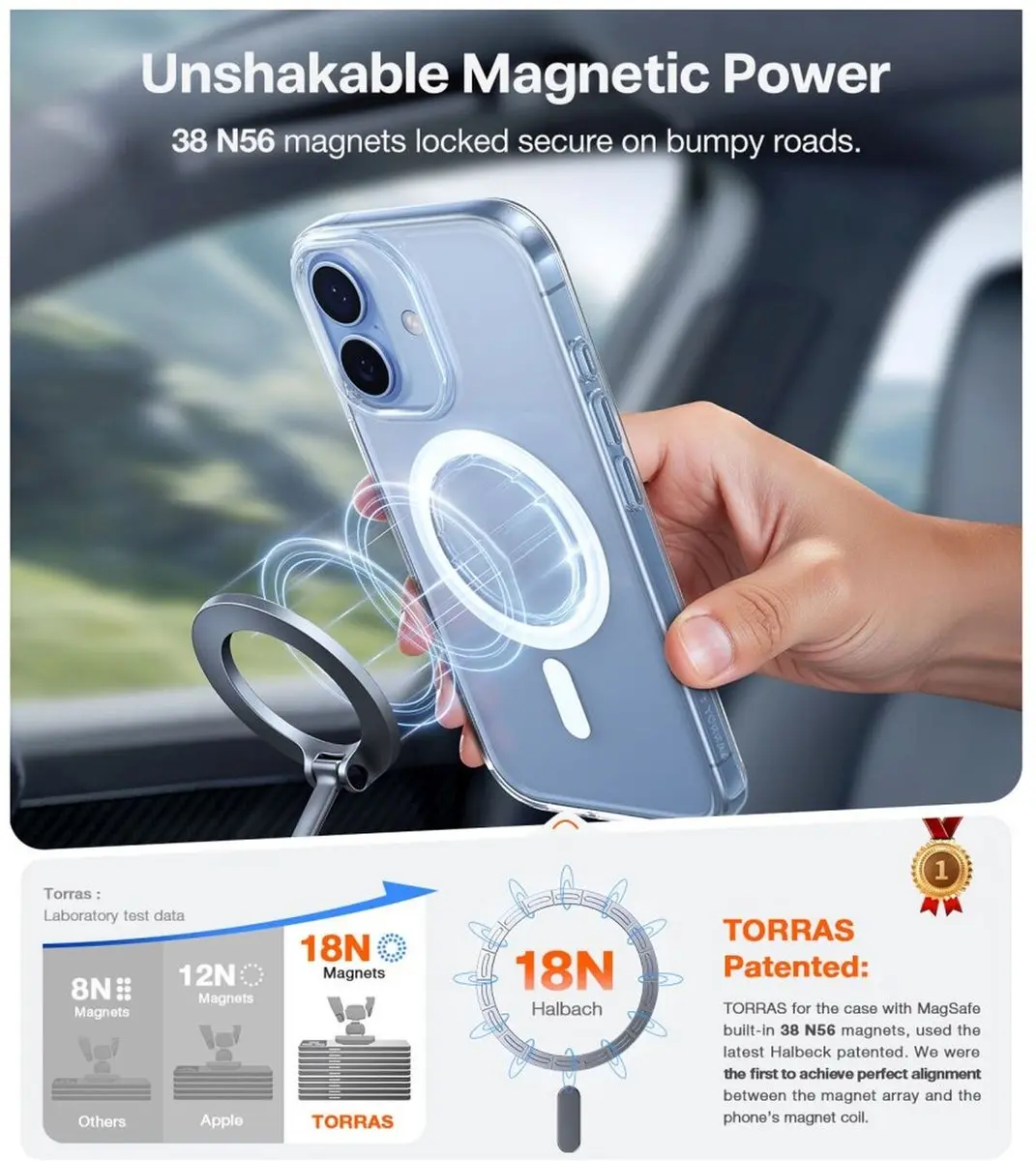 Torras Guardian Magnetic Hoesje iPhone 17 - Transparant