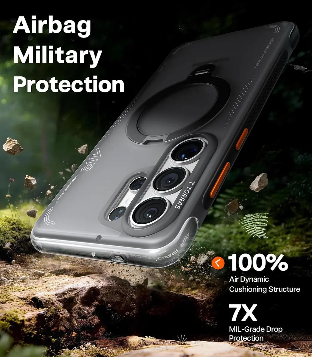 Torras Ostand Q3 Air Spin Hoesje - Samsung Galaxy S26 Ultra - Zwart - afbeelding 6 van 6