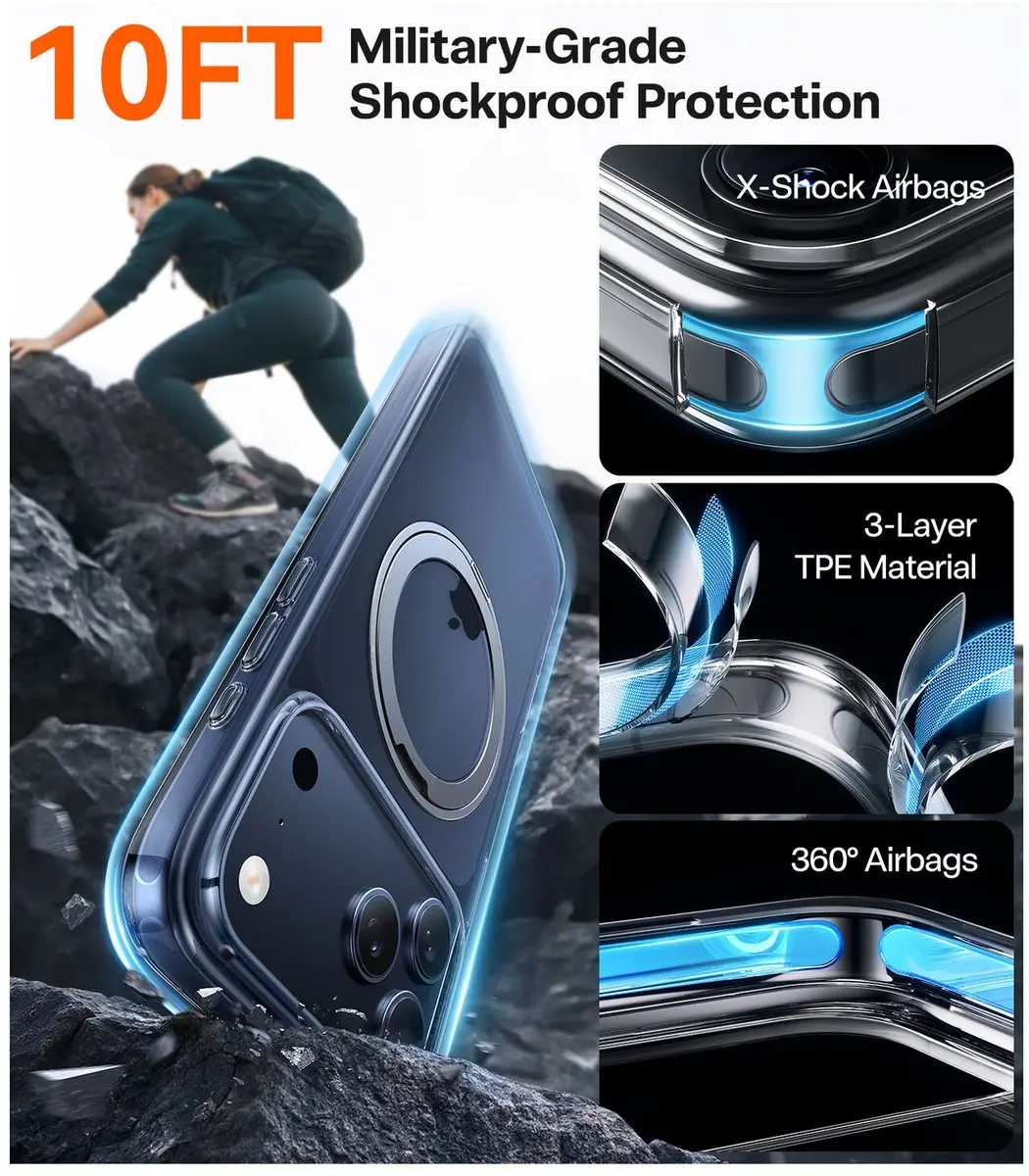 Torras UPro Ostand Pro Hoesje iPhone 17 Pro - Transparant - afbeelding 6 van 6