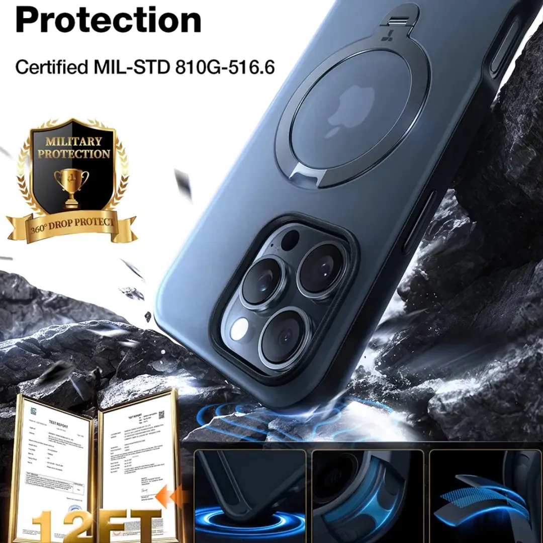 Torras UPro Ostand Spin Hoesje iPhone 17 Pro - MagSafe - Zwart