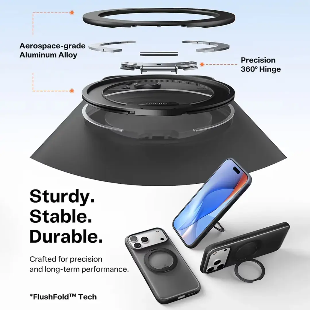 Torras Fitness Hoesje iPhone 17 Pro - MagSafe 360° Draaibaar - Zwart