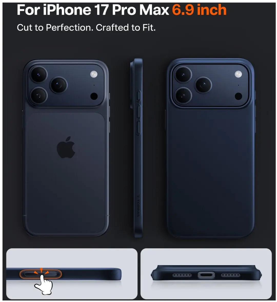Torras Slim Fit Mag Hoesje iPhone 17 Pro Max - Blauw