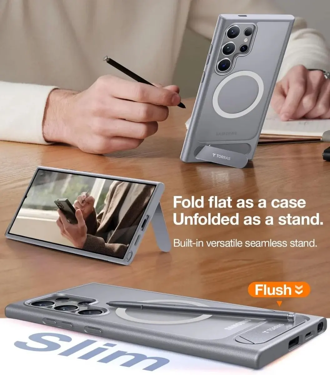 Torras UPro Pstand Hoesje Samsung Galaxy S24 Ultra - Grijs